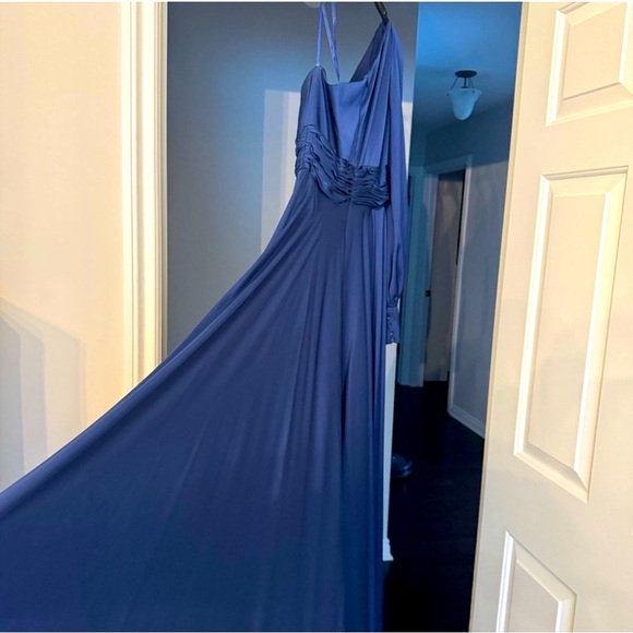 Mac Duggal One-Shoulder Navy Maxi Dress - Picture 4 of 4